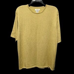 Yarnworks Gold Shimmer Lightweight Sweater Size Large Game Day Dressy Top MU VU